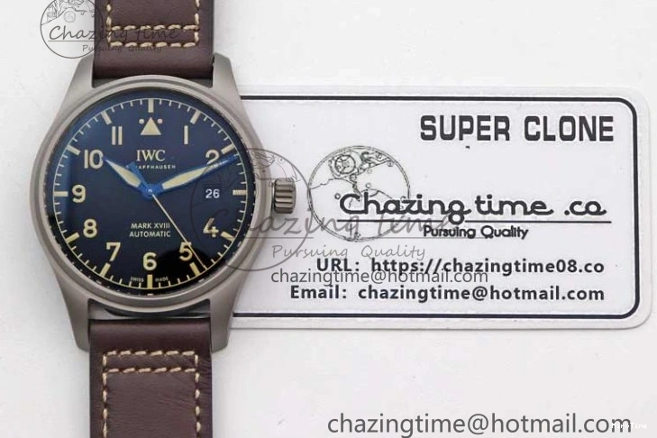 MIROTIME 0315 Mark XVIII IW327006 Titanium M+F 1:1 Best Edition Black Dial on Brown Leather Strap A Efficient 7052